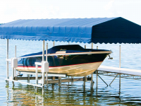 12,000 lb. Ultimate vertical boat lift with Sunbrella canopy