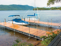 An articulating dock on Lake George that raises for winter storage