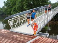 7' wide aluminum gangway designed to accommodate rowing skulls