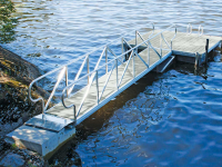 Aluminum gangway connected to our medium duty aluminum floating dock