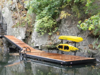 Powder coated heavy duty aluminum dock with dock mounted kayak rack - Croton-on-Hudson, NY