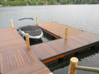 Floating dock with hardwood decking
