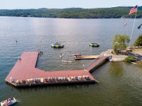 Floating swim dock at The Basin Harbor Resort on Lake Champlain