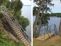 Freespan steel stairs to access a site that would otherwise be inaccessible
