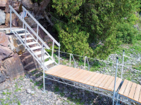 Aluminum stairs to access our steel truss leg docks