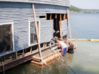 Repairs to a 100+ year old boathouse foundation damaged by ice