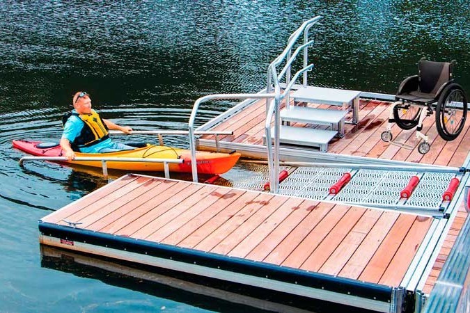 Our commercial kayak launch integrated into the rowing dock