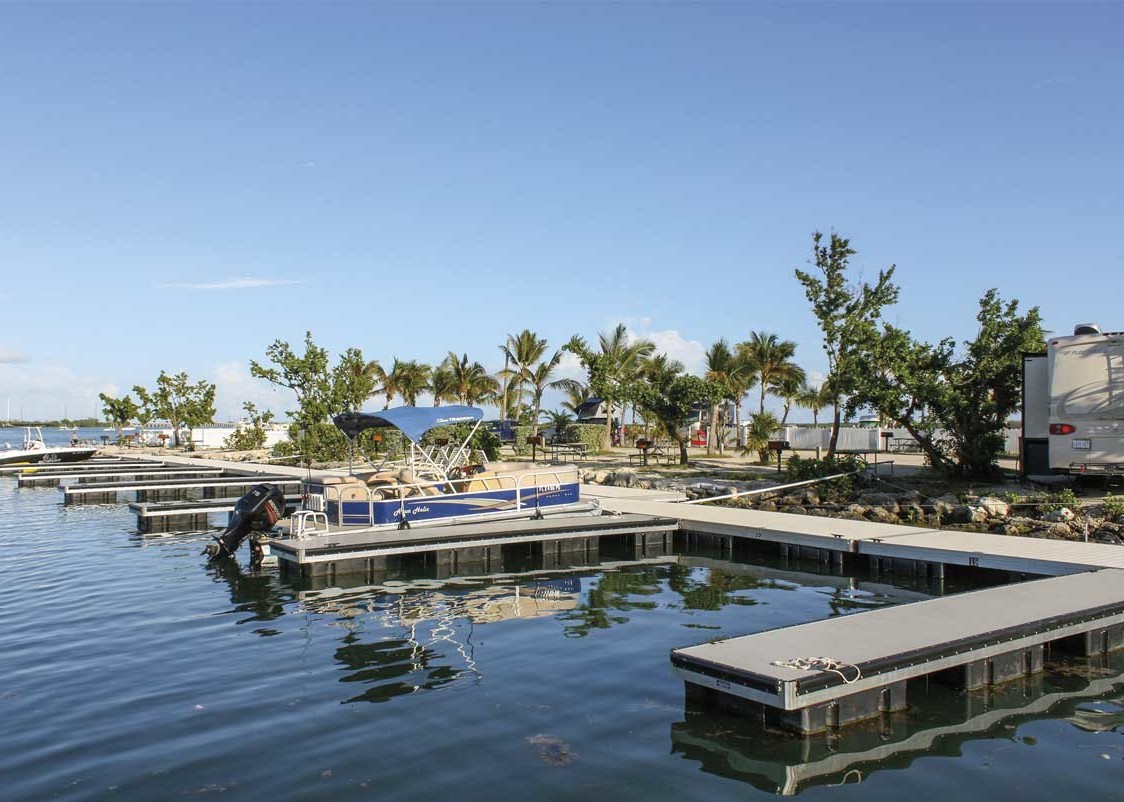 Our heavy duty aluminum floating docks by The Dock Doctors at Boyd's Campground, Key West, Florida