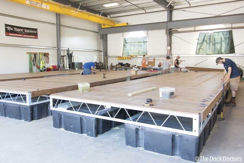 Decking being applied in our Vermont manufacturing facility