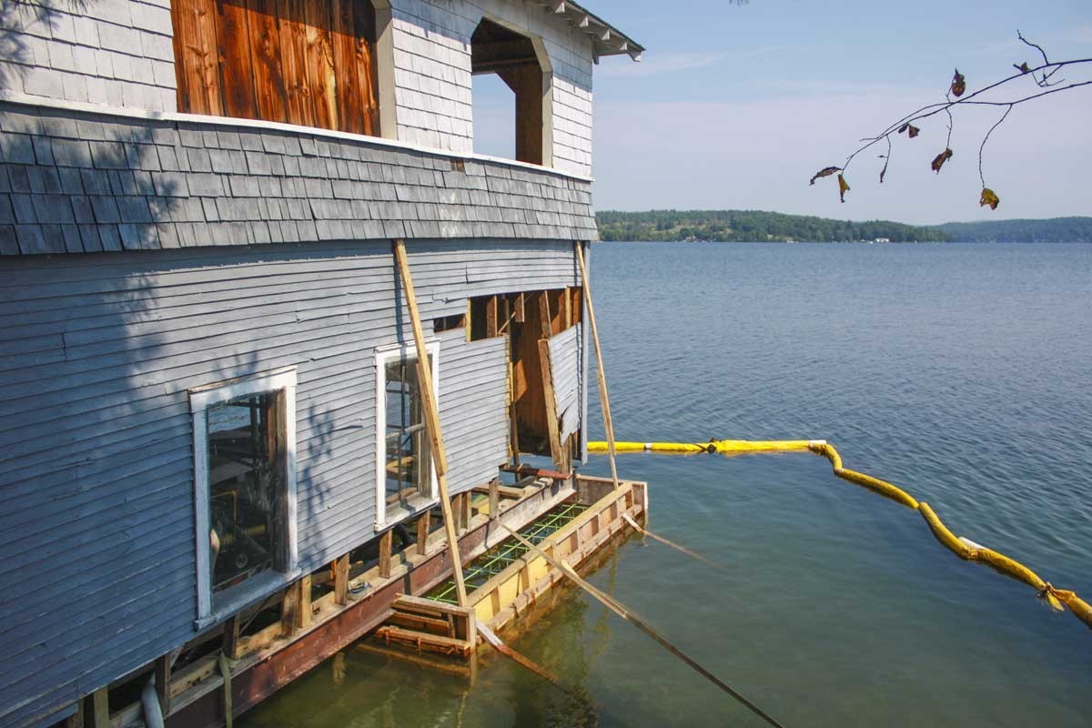 Repairs to boathouse foundation damaged by ice