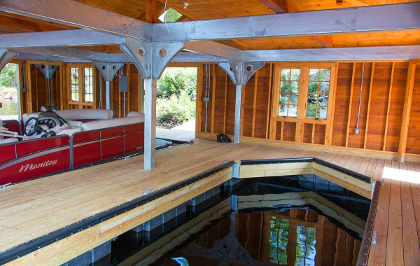 Floating boathouse foundations by The Dock Doctors â€