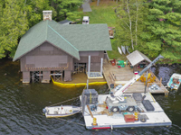 Replacement of damaged foundation of a historic boathouse on Upper Saranac Lake, New York
