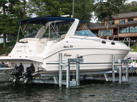 24,000 lb. Ultimate Vertical Boat Lift with custom bow stop and oil bath drive upgrade