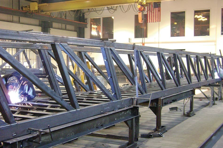Commercial stairs during manufacturing