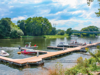 Commercial floating docks at a public day use facility on the Mohawk River, Schenectady, NY