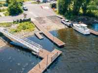 Our heavy duty aluminum floating dock and aluminum gangway at a NYSDEC public access, Plattsburgh, NY
