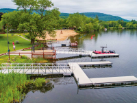 Heavy duty aluminum floating docks & gangways serve as public launch and dock for Dive & Rescue boat. Village of Corinth, NY