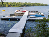 Commercial aluminum floating docks at Harilla Landing Yacht Club, Moultonborough, New Hampshire