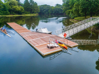 Heavy duty aluminum rowing dock with our commercial kayak launch and gangway, City of Dover, NH