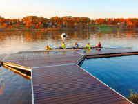 Heavy duty aluminum frame rowing docks with Trex composite decking
