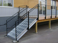 Commercial stairs with powder coated railings