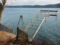 Articulating dock raised for winter storage