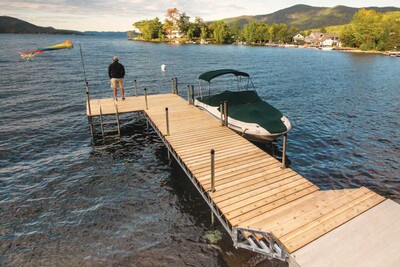 Articulating dock on Lake George that raises for winter storage.
