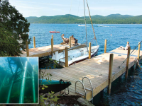 Custom pile dock installed in an extremely deep and exposed area of the lake