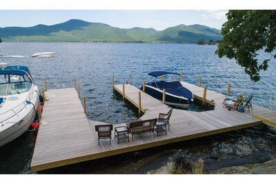 Double slip pile dock with Ipe decking, rub strakes and two 