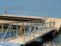 U-shaped heavy duty galvanized steel floating dock designed for a tidal site, Hudson River, NY