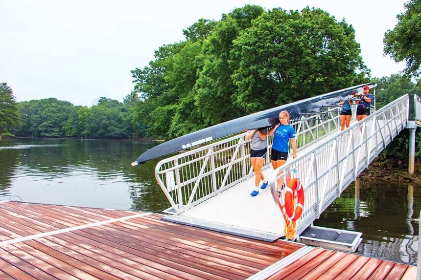  38' x 7' aluminum gangway designed to accommodate rowing sculls