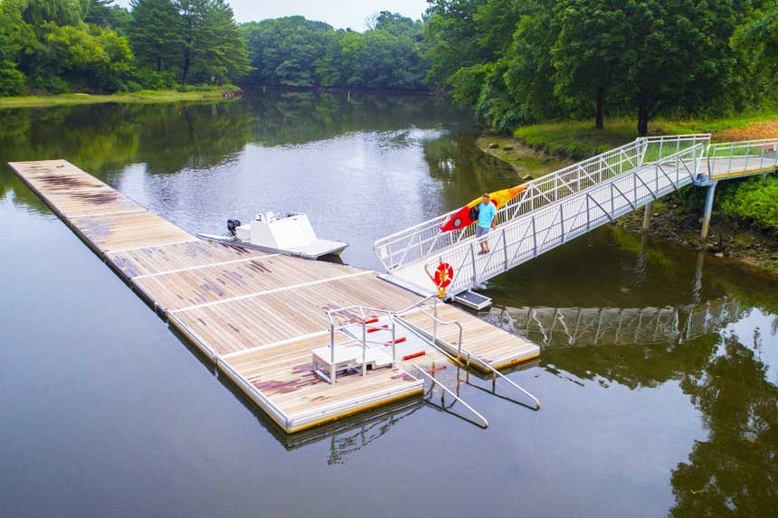 Our commercial kayak launch integrated into the rowing dock