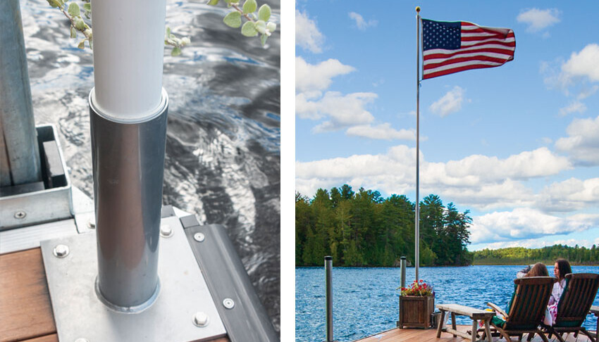Telescoping aluminum flagpoles and flagpole dock mounts — The Dock Doctors