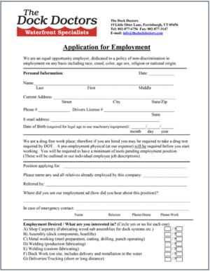 The Dock Doctors Job Application