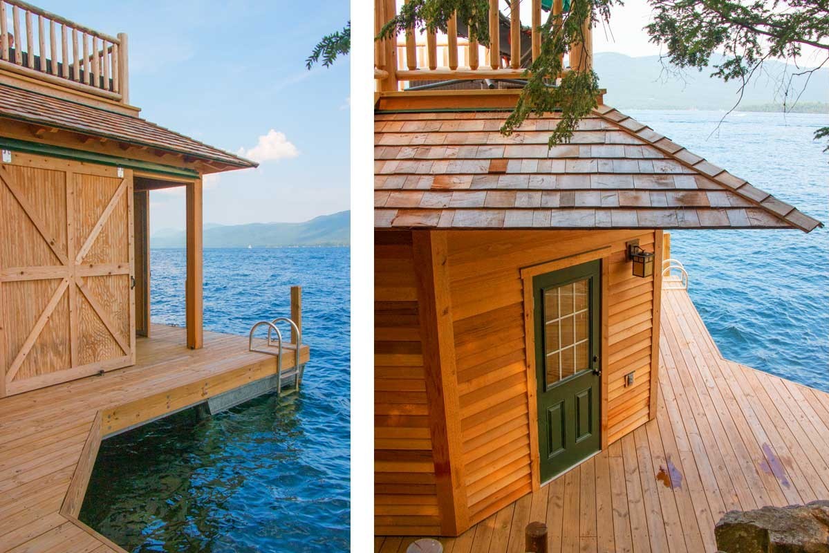 Boathouse with sundeck style roof 