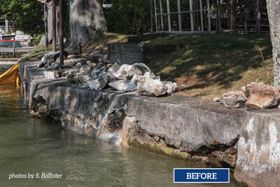 Waterfront seawall / retaining wall replacement (BEFORE)