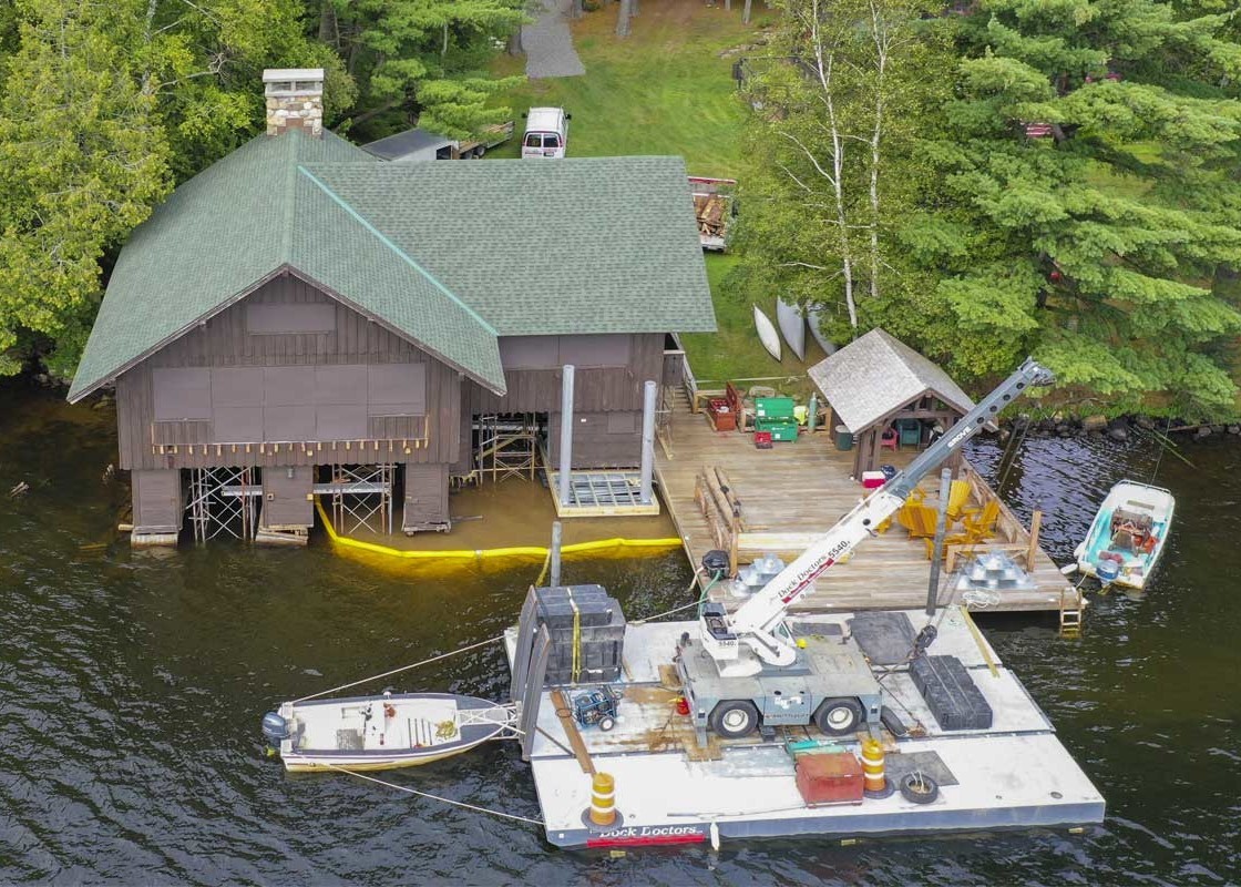 Historic Boathouse foundation replacement on Upper Saranac Lake, NY