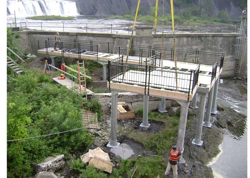 Installation of industrial viewing platform, Falls View Park, Cohoes, NY