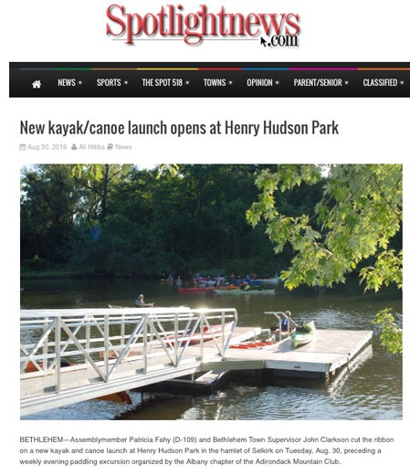 Spotlightnews.com article on new kayak launch