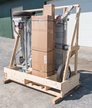 Trailer crated for shipping