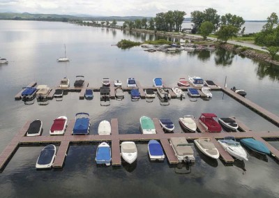 Commercial floating docks at Apple Island Marina & RV Resort, Lake Champlain