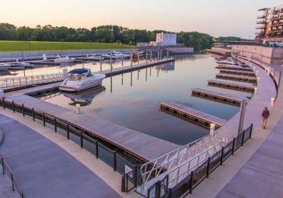 The Mohawk Harbor - 50 slip marina featuring curved floating docks and commercial kayak launch, Schenectady, NY
