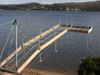 Articulating dock raised for winter storage 