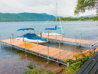 An articulating dock on Lake George that raises for winter storage