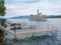 Articulating dock attached to shoreside platform at a homeowners association, Lake George, NY