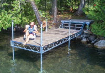 Straight articulating dock with our shoreside platform as a shore mount