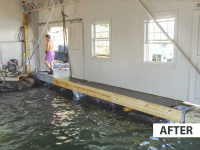 Permanent pile dock system installed in place of original crib dock foundation