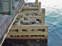 Repairing a crib dock boathouse foundation 