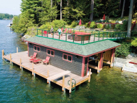 Sundeck style boathouse with pile dock foundation - Lake George NY