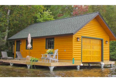 Our pile dock serves as a foundation for this boathouse (Upper Saranac Lake NY)